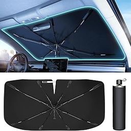 Avendreo Car Sun Shade Umbrella for Windshield - Foldable Sun Visor UV Block Car Sunshade, Heat Protection Cars Window Cover, Carbrella Front and Rear Glass Umbrella Sunshield for All Vehicles-image-60