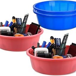 Homestic Pack of 4 Desk Organizer | Stationery Organizer | Multipurpose Storage Organizer | Office Supplies for Pen-Pencil-Staplers | Desktop Organizer | 6 LTR | Blue & Pink-image-84