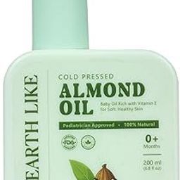 Earth Like Nourishing Baby Almond Oil -200ml | With goodness of Vitamin E| Non Sticky & Moisturizing Baby Oil for New Born-image-91