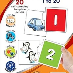 Frank Numbers 1 to 20 –(40 Pieces) 2 Self-Correcting 2 Pcs Puzzle- Early Learner Educational Jigsaw Puzzles Set with Images for Kids 3 Years and Above - Educational Toys and Games - 10304-31