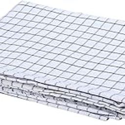 Strotam Pure Cotton Checkered Handloom Single Bed Size Skin Friendly Soft Summer Blanket/Topsheet/Comforter/Chadar/Khes/Throw/Draw Sheet Large Size (Bankura Chadar, Pack of 1) White-Blue-12