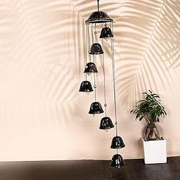 SOLIDA Ceramic Wind Chimes Handicrafts Decorative 8 Hanging Bells Ceramic Wind Chimes for Home Décor & Office Décor, Wind Chimes for Home Balcony Garden Positive Energy (Pack of 1, Black)-image-28