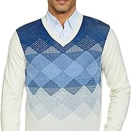 Men Acrylic LS Placement Argyle Pattern Pullover Sweater-image-49