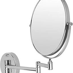 Asttonus® Mirror Wall-Mounted (Silver,8 Inch) Adjustable Magnifying Mirror for Makeup & Shaving 360° Swivel, Dual-Sided Bathroom Zoomable 5X Magnification Foldable for Daily Grooming Extendable Arm-20