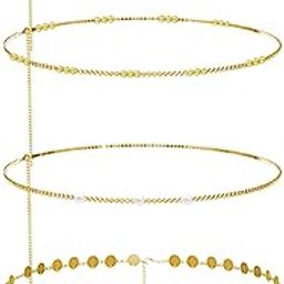 4 Pcs Waist Chain for Women Sexy, Modern DetaiVersatile Glamour Highlight Accessory, Body Charm Chains for Girls - Gold-image-83