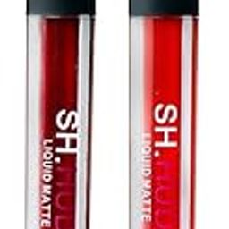 SH.HUDA Professional Makeup Beauty Soft Matte Lipsticks Combo Set of 2 Lightweight All Day Stay Liquid Lipstick - Pure Red & Maroon-8