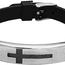 Cross Engraved Of Stainless Steel Black Silicone Strap Unisex Wristband for Girls, Boys & AdultsSBr2022396-picture-10