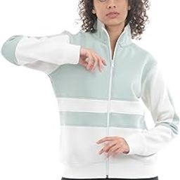Women Zip Through Sweatshirt With Fleece| Color Blocked| Casual Wear| Regular Fit Full Sleeve Pullover| Winter Wear-image-87