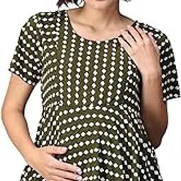 the mom store Maternity and Nursing Casual Top | 100% Cotton | Feeding Zippers at The Front | Pre and Post Pregnancy | Comfortable | Plaid Print | Color - Multi-picture-24