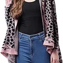 modeve Women Casual Open Front Pink Shrug for Winter||Winterwear||-picture-5