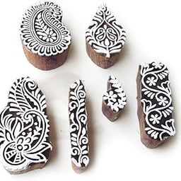 Asian Leaf and Paisley Designs Wooden Block Stamps (Set of 6) Htag0437-22