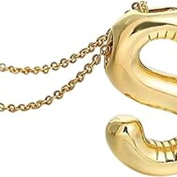 Jewellery Anti-Tarnish 'S' Chunky Personalised Gold Pendant for Women | Stainless Steel Jewellery, Locket Chain Necklace for Girls | Chic Fancy Aesthetic Accessories-0