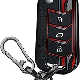 Keycept™ Tristar Silicone Key Cover for Mahindra Scorpio N, 3XO, XUV 300, Marazzo, XUV 700, 400, Bolero, Thar Roxx, TUV 300, EV 3 Button Flip Key Cover With Keychain (Keychain 1, Black)-image-42