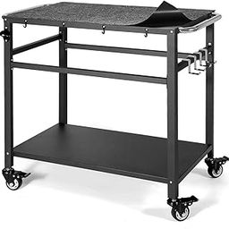 Mann Mart‚Large Outdoor Kitchen Island Cart: 32" x 20" Patio Grill Table with Double Shelves & Wheels for Easy Mobility-image-25