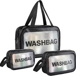 NUVORA FASHION Clear Toiletry Bag, Wash Make Up Bag PVC Waterproof Zippered Cosmetic Bag, Portable Carry Pouch for Women-image-71
