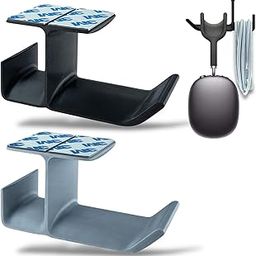 SRS® Under Desk Headphone Stand with Cable Organizer Storage Options | Headphone & Cable Hook Holder Hanger | Stick-ON Adhesive with Surface Cleaning Wipes (Black Silver, Pack of 2)-picture-28