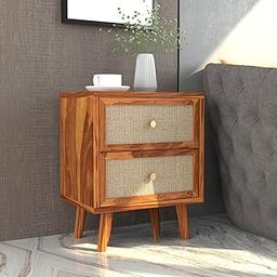 Klenta Home Décor Solid Sheesham Wood Bedside Table with Drawers | 2 Drawer Nightstand for Bedroom | (Finish Color - Honey, DIY)-image-87