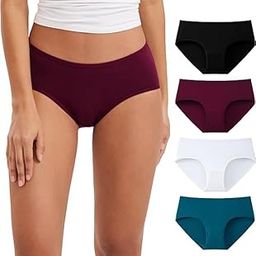 LOURYN KOULYN® Womens Underwear Soft Cotton Knickers Mid Rise Briefs Basic Ladies Panties Pack of 4-image-42