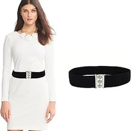 Belt For Women Jeans, Belt For Women Dresses, Black Waist Belt For Women Dresses With Buckle, Retro Style Wide Elastic Shining Diva Fashion Corset Belt Black Belt For Women Dresses-50