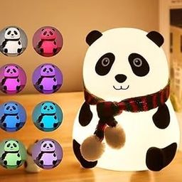 Cute Panda Night Light, 7 Colour Changing, USB Rechargeable, Tap Control, 1200mAh Battery, Soft Silicone-image-70