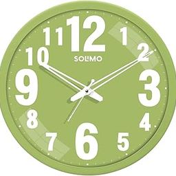Amazon Brand - Solimo 12-Inch Bold Numeric with Silent Movement Modern Plastic Analog Wall Clock - Light Green-21