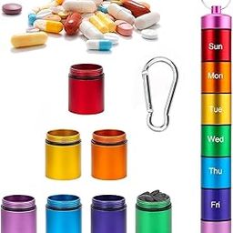 TWINZEN 7 Compartments Rainbow Pill Box, Portable Tablet organiser, Metal Waterproof Pill Box Keyring for On the Go, Outdoor, Travel, Hiking, Camping-picture-11