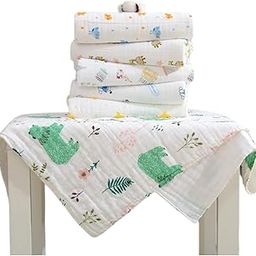 Tinnie Frenzy Muslin Baby Bath Towels, Soft Cotton, Animal Print Design, Pack of 2,3 and 4, White (1, White Printed, 50 * 100 CM)-21