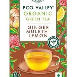 Eco Valley Organic Green Tea - Ginger Mulethi Lemon - 25 Tea Bags | Grown In Nilgiris, 42.5 grams, Pack-image-57