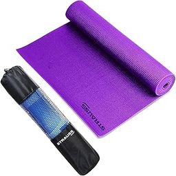 Strauss Multi-Purpose Yoga Mat with Carry Bag|Eco-friendly Anti-Slip Exercise & Fitness Yoga Mat for Men & Women|Home Gym Mat for Workout,Yoga,Pilates & Floor Exercises|Sizes: 4mm/6mm/8mm,(Purple)-21