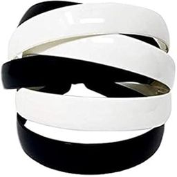 Black and white Plain Plastic Headbands with Teeth Non-Slip Hairband for Women's - Pack of 2 Headbands for Girls Women-8
