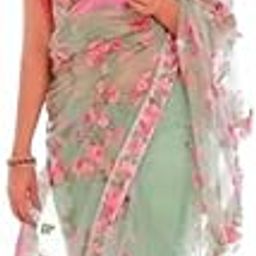 Self Design, Embroidered Lucknow Chikankari Net, Satin Saree Saree (Light Blue)-picture-14