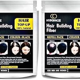 Hair fiber refill pack Black for Man and Women to use in All Brands 2 * 25 Gm-10
