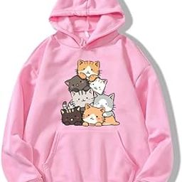 Cute cat Hoodie Sweatshirt Anime Girl Women Causal Stylish Latest Black Lavender Beige Peach White Maroon-image-42