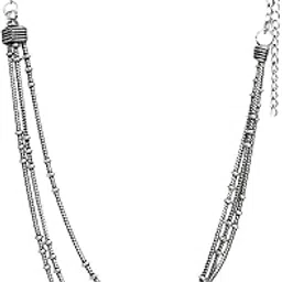 veni Oxidised Women's German Silver Three Layer Chain Necklace-picture-8