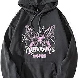 Butterfly Print Long Sleeves Sweatshirt | Round Neck Hoodie for Women's-image-87