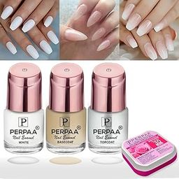 PERPAA® Super Stay Quick-drying, Long-Lasting Gel Based Nail Care Combo of Base Coat,Top Coat & White Nail Polish(7.5ml Each) With FREE Nail Wipes-26