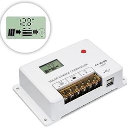 30Amp 12V/24V PWM Solar Charge Controller Regulator with LCD Display, Dual USB Ports, for Lithium, Sealed, Gel, Flooded Batteries-8