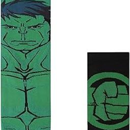 x Marvel Character Cotton and Spandex Crew & Lowcut Socks for Men- THE INCREDIBLE HULK (Pack of 2)(Free Size) Green & Black-image-12