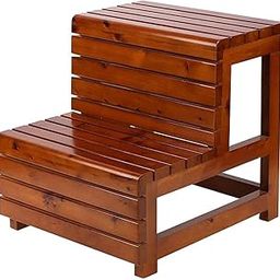 Teak Wooden 2-Step Stool | Strong & Durable Step Ladder | Design for Kitchen, Bathroom & Bedroom | Teak Wood Finish | 45x46x42 cm | (02)-image-61