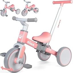 aiwo 5 in 1 Kids Tricycle for Toddlers 1-3 Years Old Baby Balance Bike for 1 2 Year Old Boys Girls Gift Kids Tricycle with Parent Handle and Removable Pedals-7