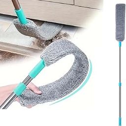 Gap Dust Cleaner Microfiber Duster for Bed Sofa High Ceilings Under Appliance Couch Fridge Furniture Cleaning Washable & Retractable Brush Stainless Steel Extension Adjustable Long Handle Pole-image-63