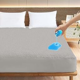 LINENWALAS 100% Waterproof Premium Cotton Feel Mattress Protector|Breathable and Hypoallergenic Ultra Soft Fitted Bed Protector Cover (78”x66” Fits Upto 10 Inches Mattress, Grey)-image-24