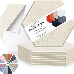 Hexagon Acoustic Panels, High Density, Sound Proofing, Decorative Noise Reduction Felt Wall Tiles for Ceilings, Home Office & Gaming Room (Beige), 14x12x0.4 Inch, Mollywell-image-26