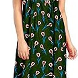 Women's Short Sleeves Full-Length Pure Cotton Printed Long Maxi Sleepwear Nightsuit/Nightdress Pack of 1-image-98