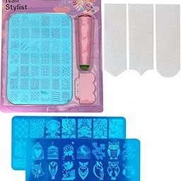 FOK Stamping Nail Art Kit Combo With 2pc Stamping Image Plate (Random Design) And A French Manicure Nail Art Tip Sticker-11