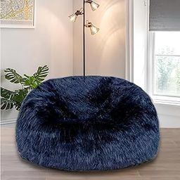 Fur Fabric Premium, Bean Bag Cover Without Bean XXXL for Adults, beanbag for Kids XXXL with Out bin binbag (Dark Blue)-picture-31