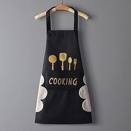 KINTIN Unisex kitchen Waterproof Apron for Women Men with Pockets and Side Coral Velvet for Wiping Hands Towel Grill Cooking BBQ Kitchen Chef Apron Kitchen Accessories items for Home Cooking-image-97