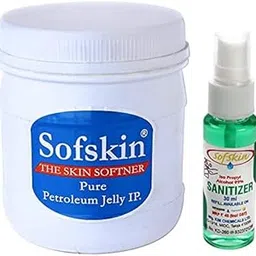 SOFSKIN (USA Brand) 100% Pure White Petroleum Jelly IP, pH 5.5 No skin alllergy (No Smell) for Cracked Heels, Psoriasis, Chapped Lips, Small burns, Diaper Rash, Exp. 5 yrs. New sealed Pack-1 Kg (FREE 30 ml Sanitizer MRP Rs.60) See Our Video.-image-37