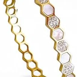 jewels galaxy Stainless Steel Gold-Plated Anti Tarnish Hexagonal Openable Bracelet (MYN-BNG-16135)-picture-7