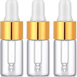 Hunky Dory 3ml Mini Transparent Glass Dropper Bottles Small Sample Vials for Traveling Essential, Oils,Cosmetic, Liquid, Perfume (Pack of 3)-55